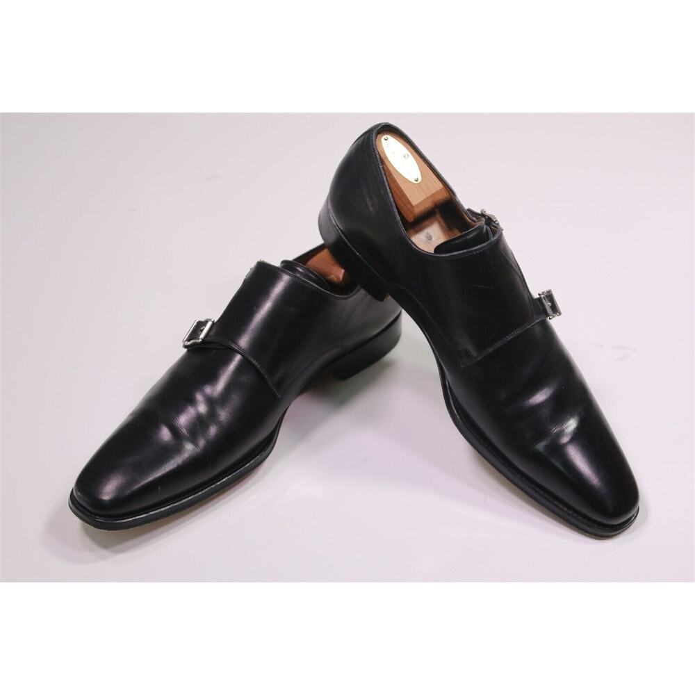 Magnanni Miro Double Monk Strap Black Leather Dress Shoes Men's US 13 - Picture 8 of 11